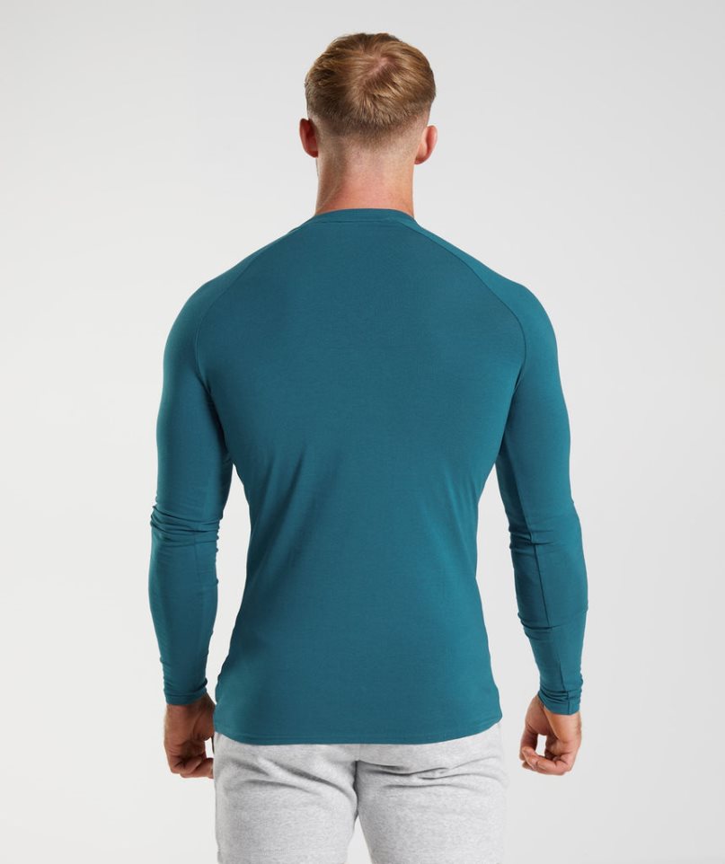 Men's Gymshark Apollo Long Sleeve T-Shirts Blue | CA 0356AD